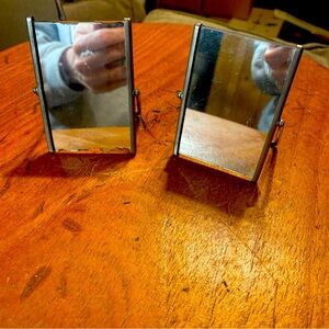 Small Vintage 30s Flip Mirror Set Of Two One With Photo On One Side